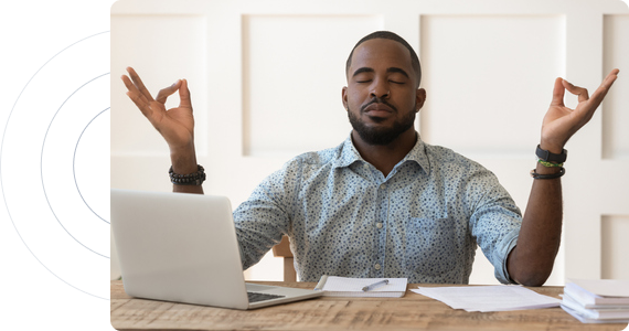 man meditating virtually