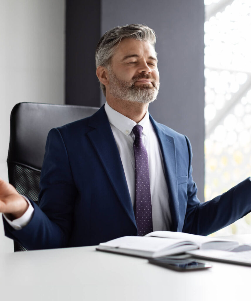 corporate man meditating